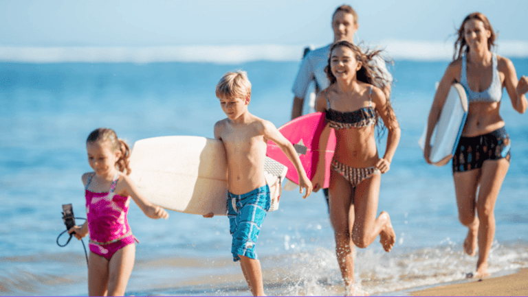 cours de surf en famille à Lacanau